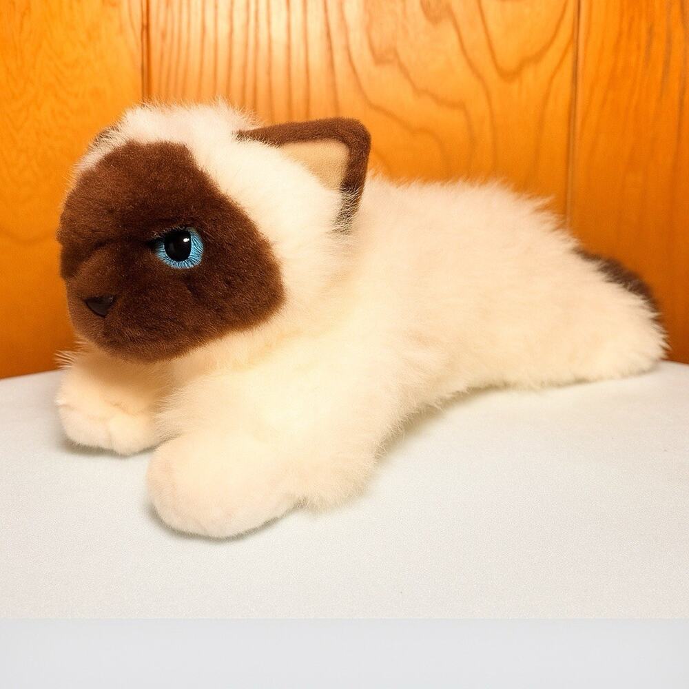 Aurora Siamese Cat Plush Stuffed Animal Blue Eyes Cream Brown Kitty 15in